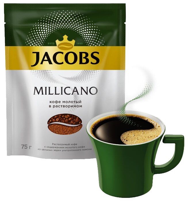 Кофе растворимый Jacobs Monarch Millicano с молотым кофе, пакет (фото modal 3)