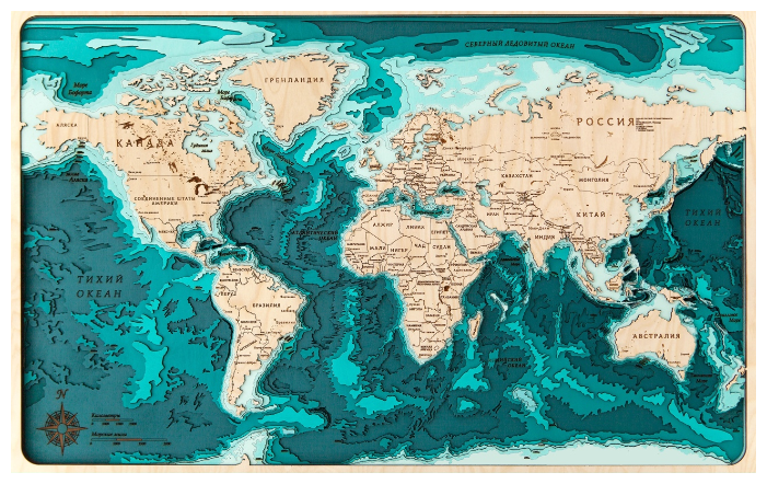 Панно ArtWood Planet Карта глубин Мир (фото modal 1)