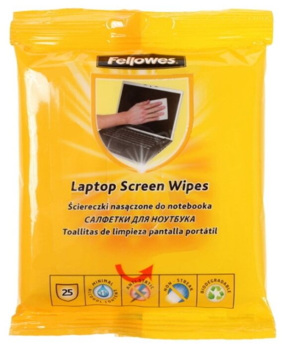 Fellowes Laptop Screen Cleaning Wipes влажные салфетки 25 шт. для ноутбука, для экрана (фото modal 2)