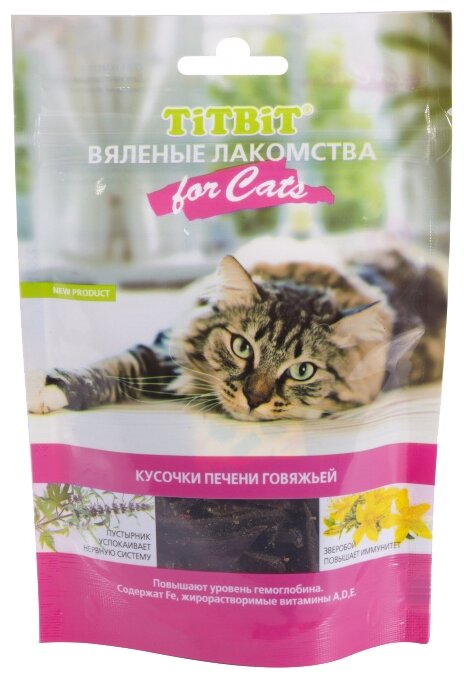 Лакомство для кошек Titbit Вяленые лакомства Кусочки печени говяжьей (фото modal 1)