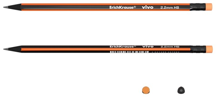 ErichKrause Набор чернографитных трехгранных карандашей с ластиком Vivo 4 шт (45624) (фото modal 3)