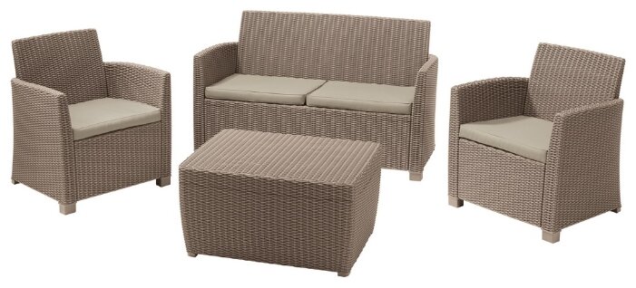 Комплект мебели Allibert Corona Set With Cushion Box (диван, 2 кресла, стол) (фото modal 1)