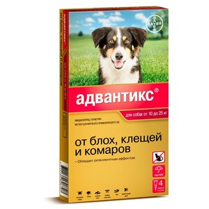 Адвантикс (Bayer) Капли на холку для собак 10–25 кг (4 пипетки) (фото modal nav 1)