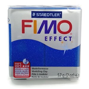 Полимерная глина FIMO Effect запекаемая синий с блестками (8020-302), 57 г (фото modal nav 1)