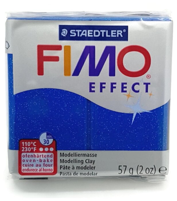 Полимерная глина FIMO Effect запекаемая синий с блестками (8020-302), 57 г (фото modal 1)
