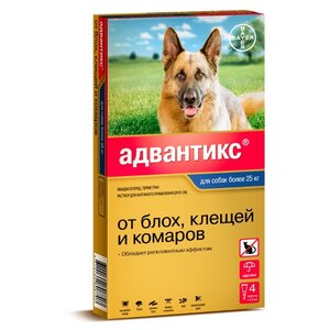 Адвантикс (Bayer) Капли на холку для собак более 25 кг (4 пипетки) (фото modal nav 1)