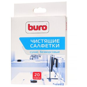 Buro BU-Udry сухие салфетки 20 шт. для оргтехники, для оптики (фото modal nav 1)