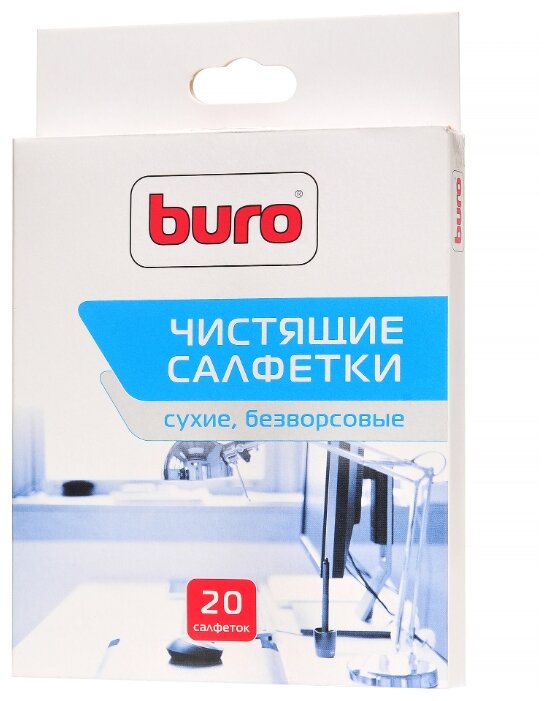 Buro BU-Udry сухие салфетки 20 шт. для оргтехники, для оптики (фото modal 1)