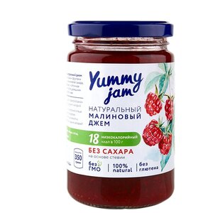 Джем Yummy jam натуральный малиновый без сахара, банка 350 г (фото modal nav 1)