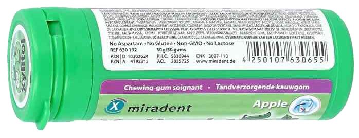 Жевательная резинка miradent Xylitol Chewing Gum Яблоко, без сахара 30 шт. (фото modal 2)
