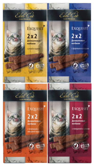 Лакомство для кошек Edel Cat Мини-колбаски Мультипак 4 сорта (фото modal 2)