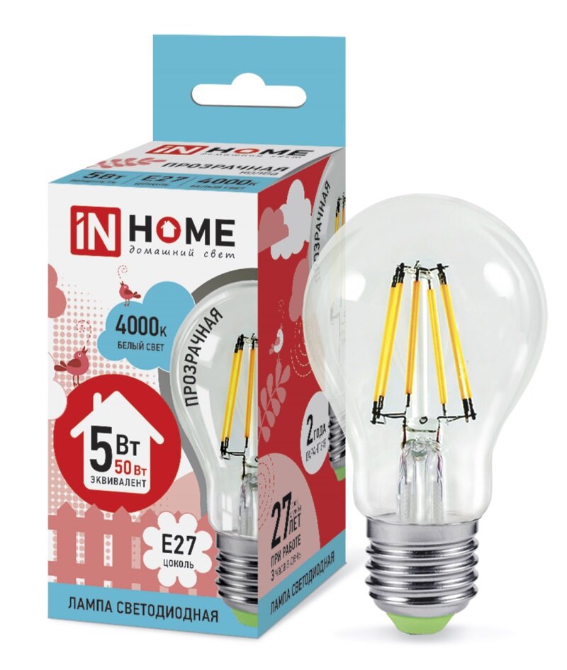 Лампа In Home E27 A60 5Вт 4000K (фото modal 8)
