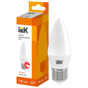 Лампа светодиодная IEK ECO 3000K, E27, C35, 7Вт (фото modal nav 1)