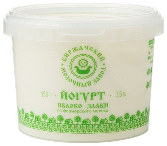 Йогурт Киржачский молочный завод яблоко злаки 3.5%, 450 г (фото modal 1)