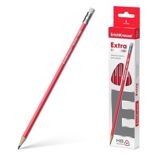ErichKrause Набор чернографитных трехгранных карандашей с ластиком Extra HB 12 шт (43574) (фото modal nav 1)