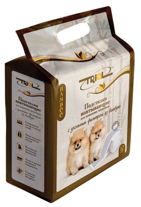 Пеленки для собак впитывающие Triol с угольным фильтром из бамбука 30551009 90х60 см (фото modal 1)