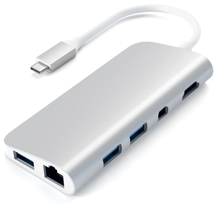 USB-концентратор Satechi Aluminum Type-C Multimedia Adapter (ST-TCMM8PA), разъемов: 4 (фото modal 1)