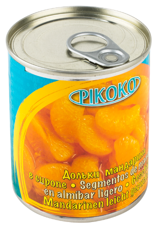 Дольки мандарина PIKOKO в сиропе, жестяная банка 312 г (фото modal 1)