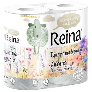 Туалетная бумага Reina Aroma Цветочная свежесть белая двухслойная (фото modal nav 1)