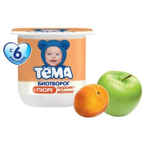 Творог Тёма детский с пюре персик, яблоко (с 6-ти месяцев) 2.5%, 100 г (фото modal nav 1)