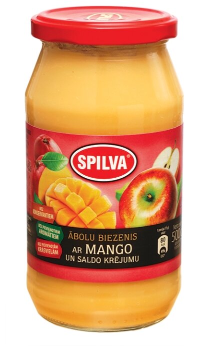 Пюре Spilva яблочное с манго и сливками, банка 500 г (фото modal 1)