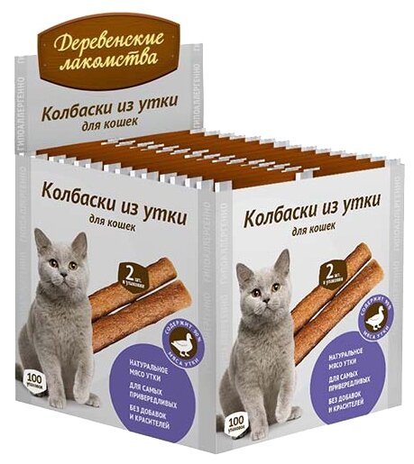 Лакомство для кошек Деревенские Лакомства Мясные мини колбаски из утки (фото modal 1)