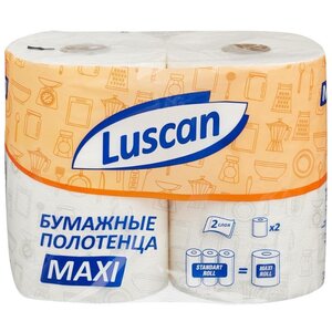 Полотенца бумажные Luscan Maxi белые двухслойные (фото modal nav 1)