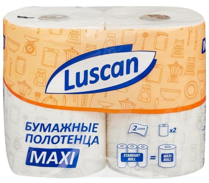 Полотенца бумажные Luscan Maxi белые двухслойные (фото modal 1)