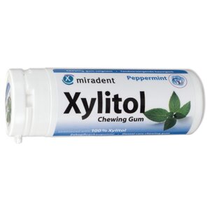 Жевательная резинка miradent Xylitol Chewing Gum Перечная мята, без сахара 30 шт. (фото modal nav 1)