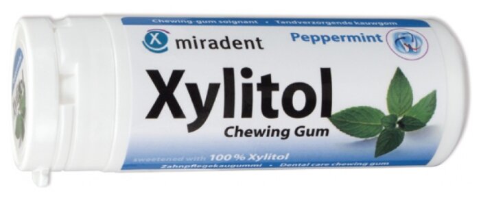 Жевательная резинка miradent Xylitol Chewing Gum Перечная мята, без сахара 30 шт. (фото modal 1)