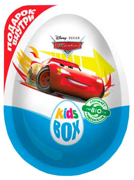 Шоколадное яйцо Конфитрейд KidsBox DISNEY ТАЧКИ десерт с подарком, 20 г (фото modal 1)