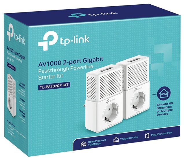 Комплект адаптеров Powerline TP-LINK TL-PA7020P KIT (фото modal 3)