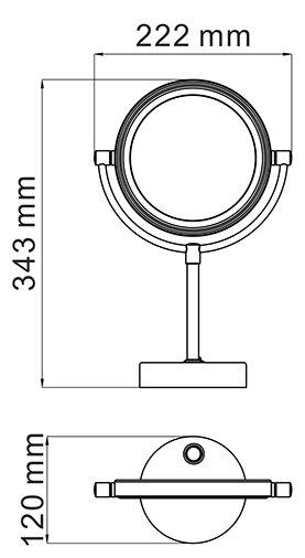 Зеркало косметическое настольное WasserKRAFT K-1005 с подсветкой (фото modal 2)