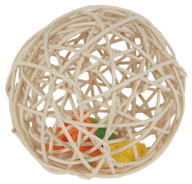 Игрушка для грызунов Fauna International Мяч плетеный 12см ротанг (фото modal 1)