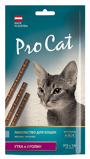 Лакомство для кошек Pro Cat мясные палочки Утка и кролик (фото modal 1)