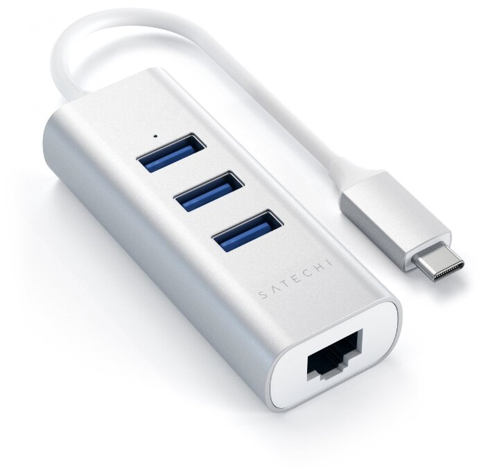 USB-концентратор Satechi Type-C 2-in-1 USB 3.0 Aluminum 3 Port Hub and Ethernet Port (ST-TC2N1USB31A), разъемов: 3 (фото modal 2)