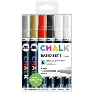 Molotow Набор меловых маркеров 4 мм Chalk Basic set 1, 6 шт. (200472) (фото modal nav 1)