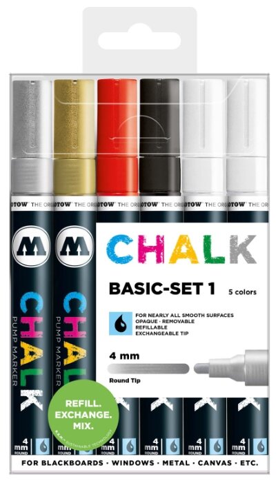 Molotow Набор меловых маркеров 4 мм Chalk Basic set 1, 6 шт. (200472) (фото modal 1)