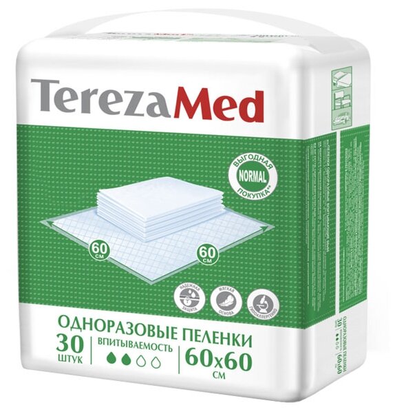Пеленки TerezaMed Normal 90100, 60 х 60 см (30 шт.) (фото modal 1)
