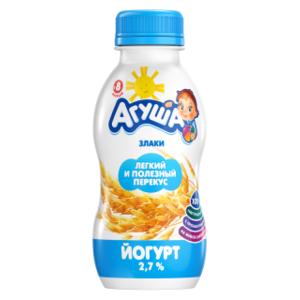 Йогурт питьевой Агуша детский злаки (с 8-ми месяцев) 2.7%, 200 г (фото modal nav 1)