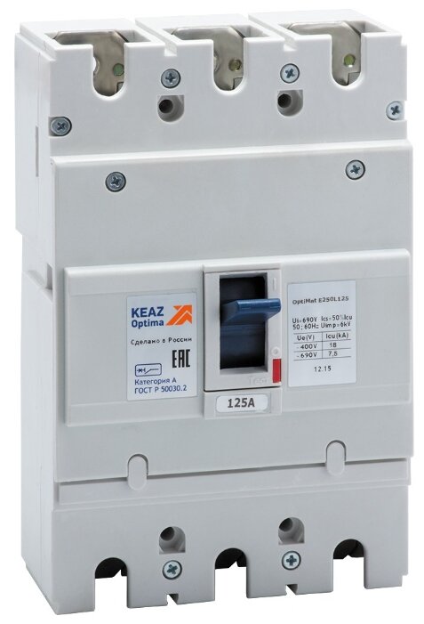 Автоматический выключатель КЭАЗ OptiMat E250L160 3P 7,5kA (фото modal 1)