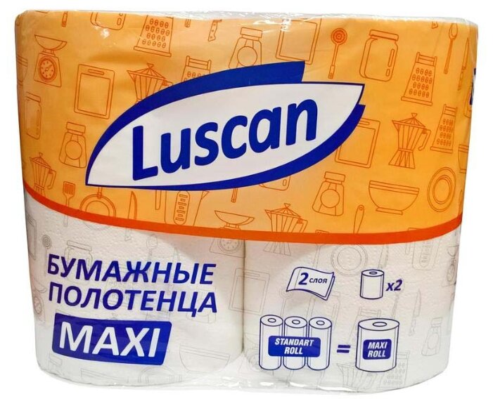 Полотенца бумажные Luscan Maxi белые двухслойные (фото modal 2)