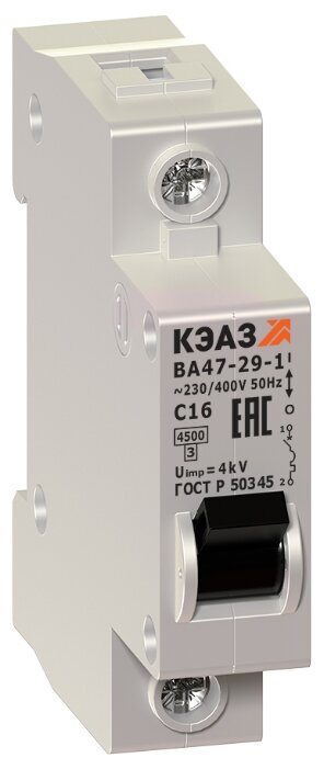 Автоматический выключатель КЭАЗ ВА47-29 1P (C) 4,5kA (фото modal 1)