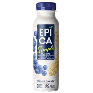 Питьевой йогурт EPICA Simple голубика-овсяные хлопья 1.2%, 290 г (фото modal nav 1)