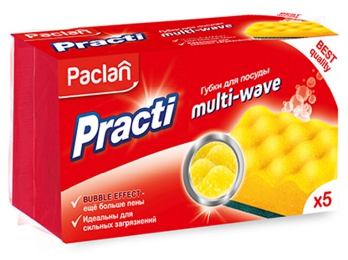 Губка для посуды Paclan Practi Multi-Wave 5 шт (фото modal 1)