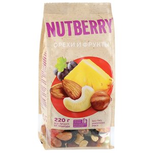 Смесь орехов, сухофруктов и цукатов NUTBERRY Орехи и фрукты 220 г (фото modal nav 1)