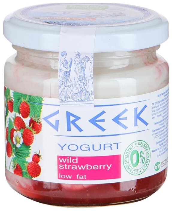 Йогурт Healthy products греческий greek обезжиренный с наполнителем земляника 0%, 165 г (фото modal 1)