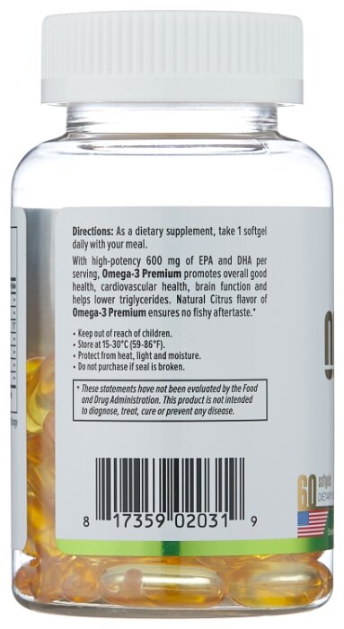 Омега жирные кислоты Maxler Omega 3 Premium (60 капсул) (фото modal 2)
