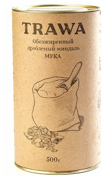 Мука Trawa из обезжиренного дробленого миндаля, 0.5 кг (фото modal 1)
