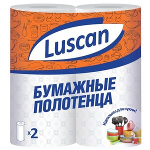 Полотенца бумажные Luscan с тиснением белые двухслойные (фото modal nav 2)